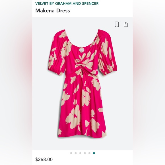 VELVET By Graham & Spencer Makena Twist Front Printed Dress Pink - Picture 3 of 3
